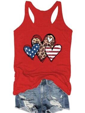 Womens USA Tank Tops American Flag Shirt 4th of July Sleeveless Summer
